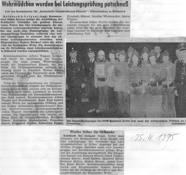 Damenlöschgruppe 1975
